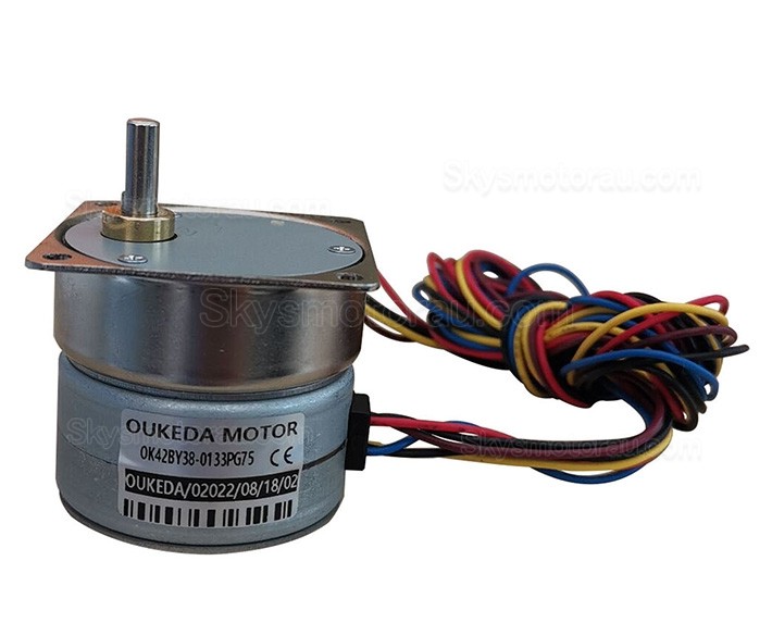 Oukeda OK42BY38-0133PG75 &Phi;42mm PM Geared Stepper Motor 7.5 Deg 24V 4 Phase with 10:1/30:1/50:1/75:1/120:1 Gearbox